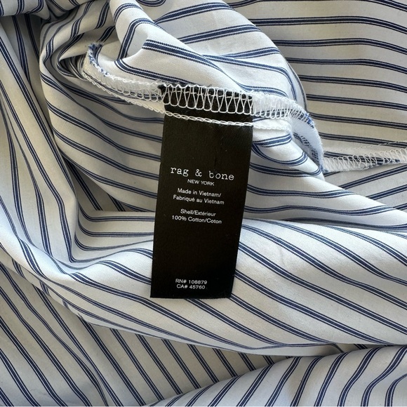 Rag & Bone Navy Blue and White Striped Cotton Button Up Blouse | Size M - Picture 4 of 4